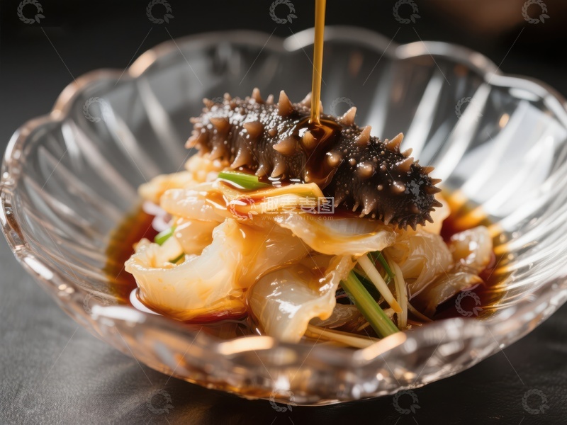 高清大图下载【趣麦麦图】海参拌菜，酱汁淋洒