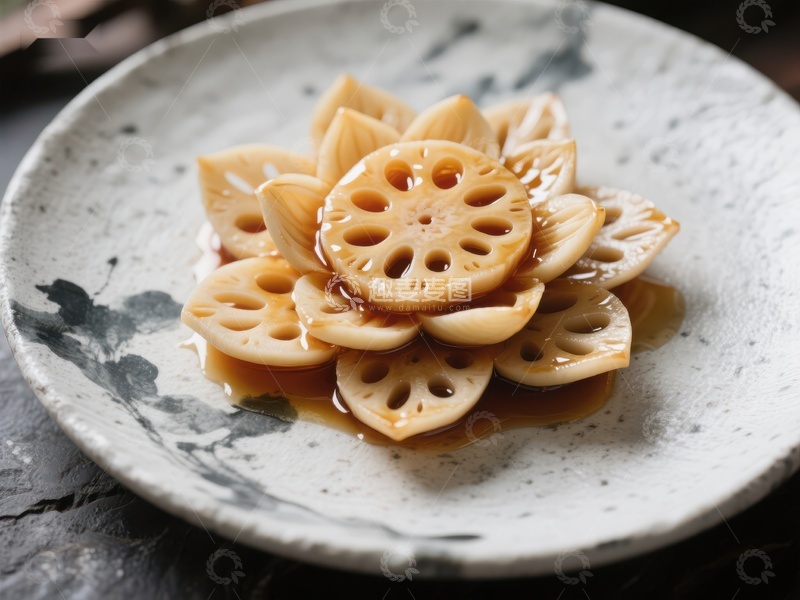 高清大图下载【趣麦麦图】莲藕片精致摆盘