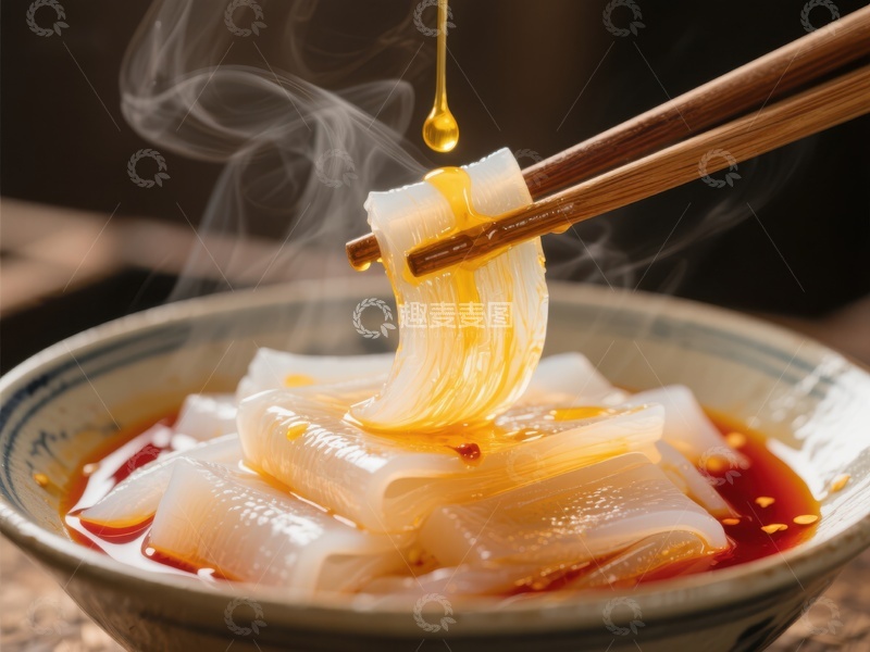 高清大图下载【趣麦麦图】热气腾腾的凉粉配辣椒油