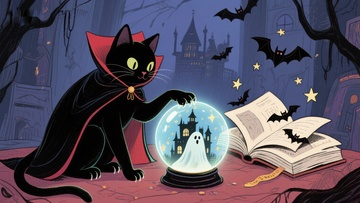 黑猫与魔法水晶球的奇幻夜