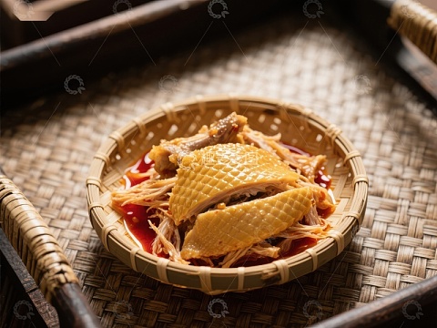 竹篮中的美味凉拌鸡