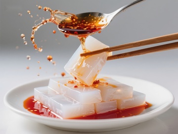 红油淋浇冰粉，美味瞬间定格