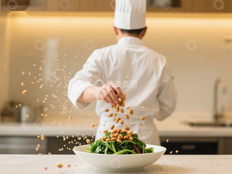 高清大图下载【趣麦麦图】厨师精心点缀沙拉