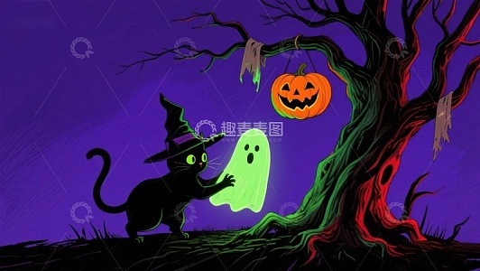 万圣夜猫与幽灵