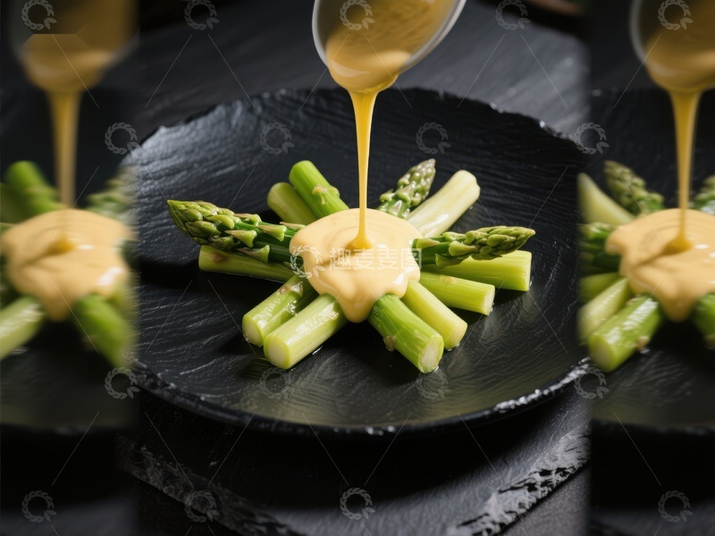 高清大图下载【趣麦麦图】芦笋配酱汁，精致摆盘