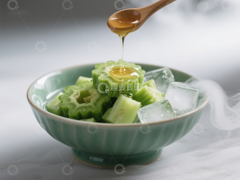 高清大图下载【趣麦麦图】苦瓜冰块蜂蜜淋