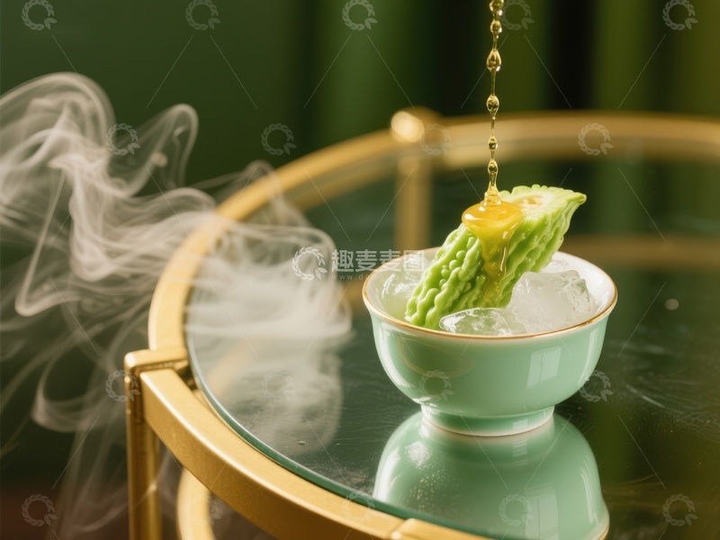 高清大图下载【趣麦麦图】冰镇苦瓜滴油，烟雾缭绕