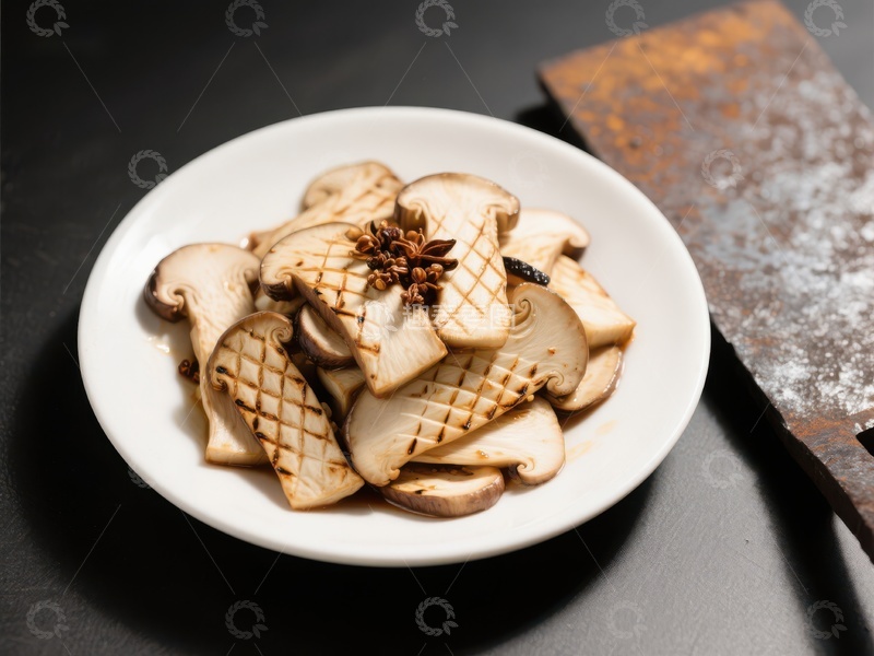 高清大图下载【趣麦麦图】切片蘑菇与香料的精致摆盘