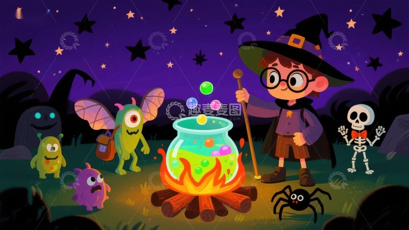 高清大图下载【趣麦麦图】万圣夜魔法派对
