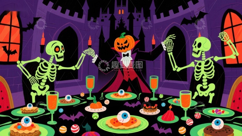 高清大图下载【趣麦麦图】万圣节骷髅盛宴