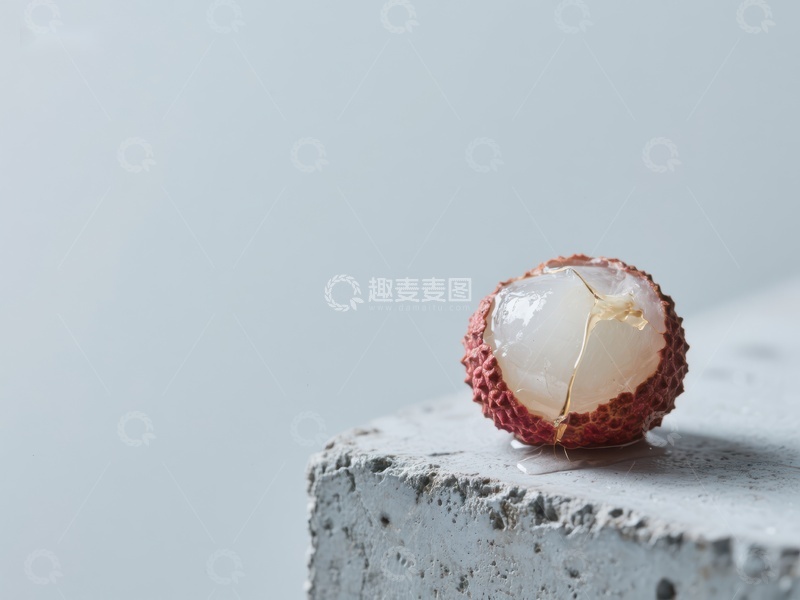 高清大图下载【趣麦麦图】新鲜荔枝半剥露白果肉