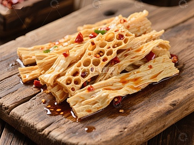 香辣莲藕条美食特写