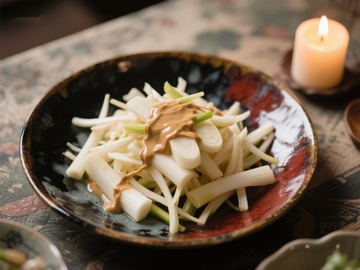 蒜苗拌酱，盘中美味