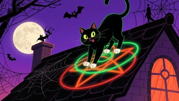 黑猫屋顶上的神秘光环