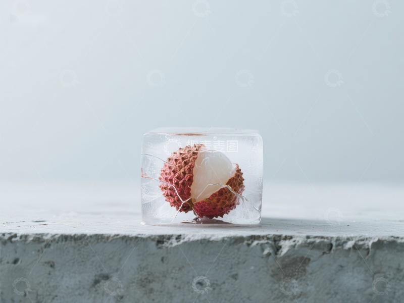 高清大图下载【趣麦麦图】冰块中的荔枝