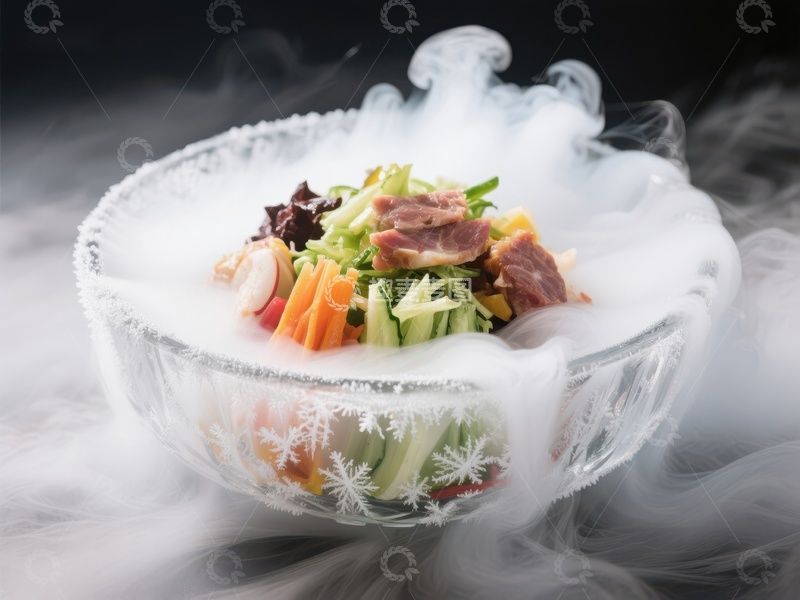 高清大图下载【趣麦麦图】烟雾缭绕的创意沙拉