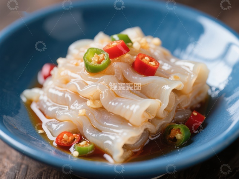 高清大图下载【趣麦麦图】凉拌海蜇配红绿辣椒