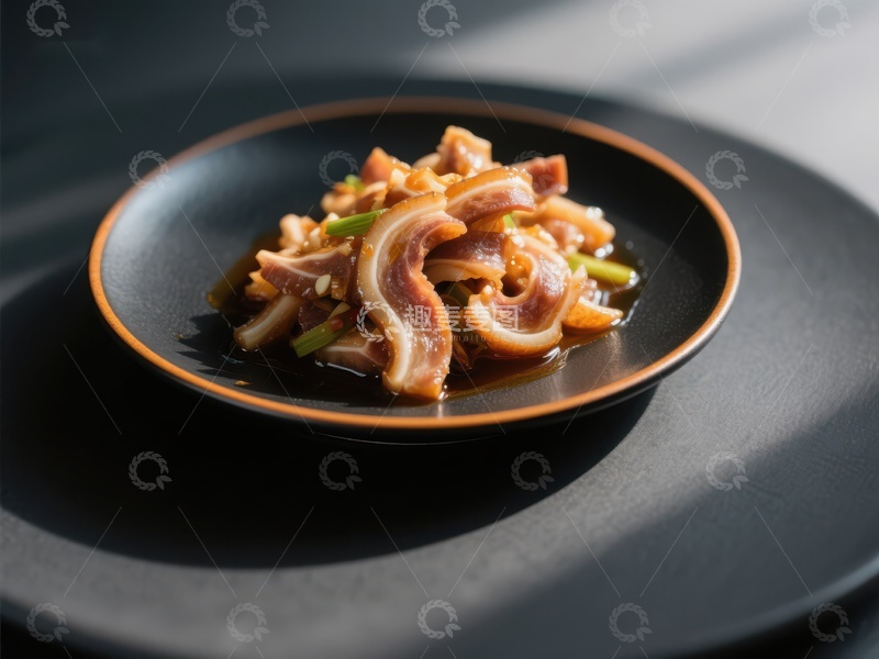 高清大图下载【趣麦麦图】精致盘中的美味炒鱿鱼