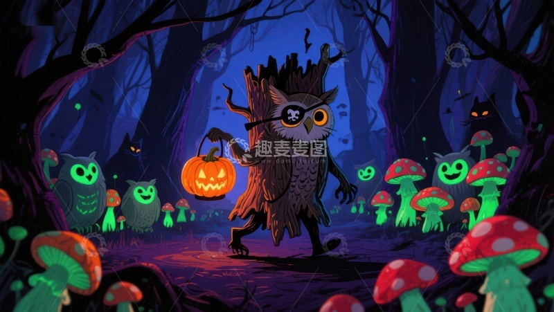 高清大图下载【趣麦麦图】森林中的万圣节奇遇
