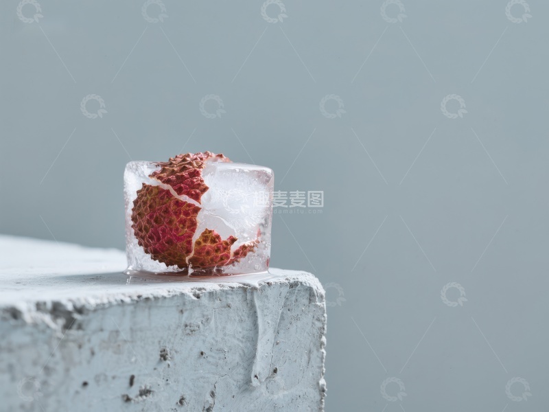 高清大图下载【趣麦麦图】冰块中的荔枝