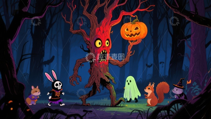 高清大图下载【趣麦麦图】万圣节森林中的奇幻冒险