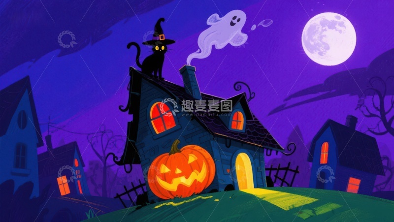 高清大图下载【趣麦麦图】万圣夜的神秘小屋