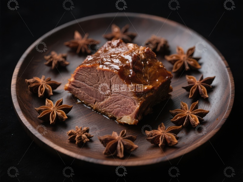 高清大图下载【趣麦麦图】酱汁牛肉配八角装饰