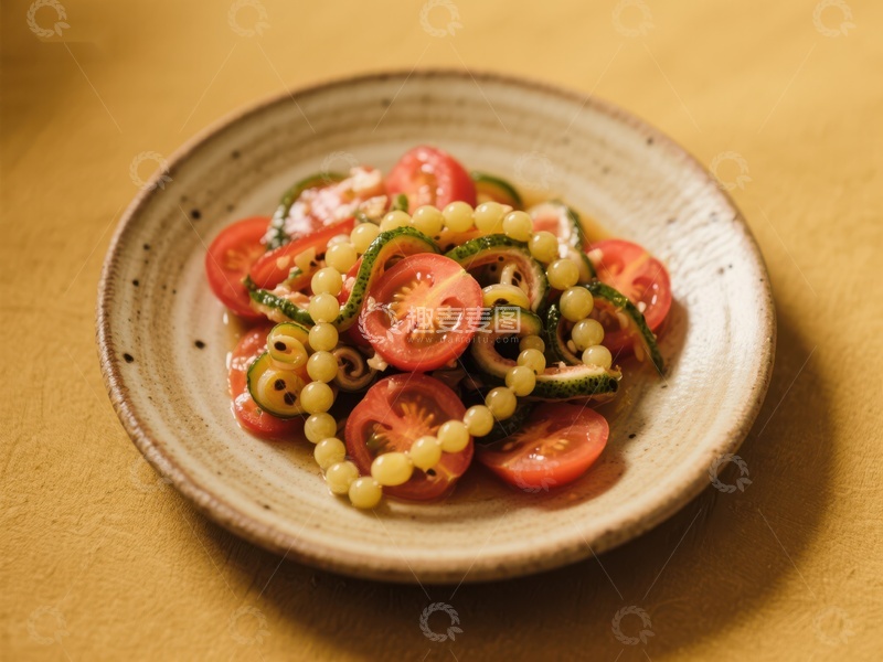 高清大图下载【趣麦麦图】色彩鲜艳的番茄意面沙拉