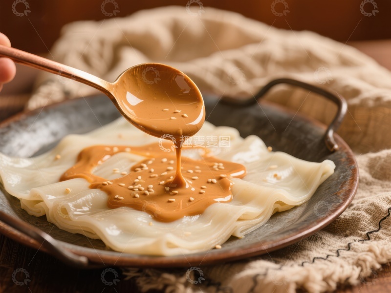 高清大图下载【趣麦麦图】热腾腾的面食淋上浓郁酱汁