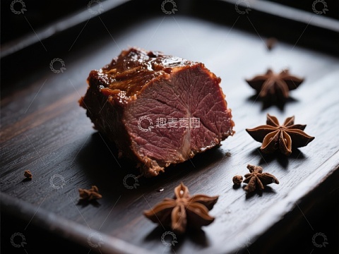 烤肉切片与八角星装饰