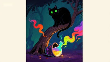 神秘黑猫与魔法瓶