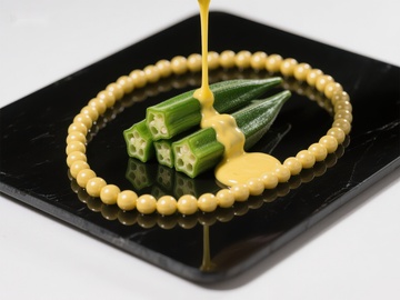 秋葵配酱，珍珠环绕