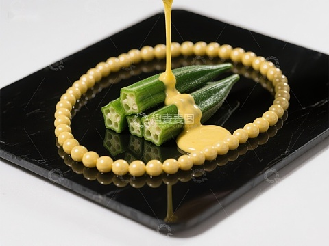 秋葵配酱，珍珠环绕