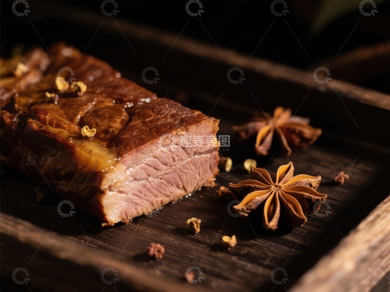 高清大图下载【趣麦麦图】香煎牛肉配八角装饰