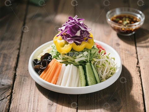 色彩缤纷的蔬菜拌饭