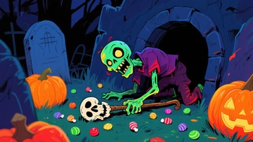 万圣夜僵尸与糖果