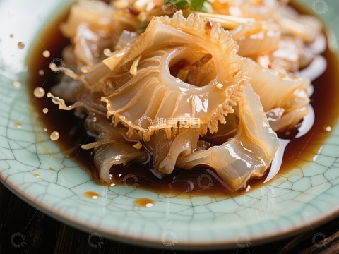 美味海蜇拌酱油，清新爽口