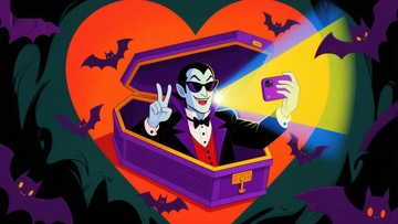 棺材中的吸血鬼自拍