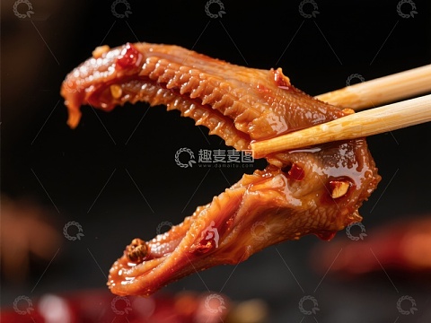 麻辣鸭舌，筷子夹起的美味瞬间
