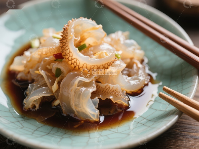 高清大图下载【趣麦麦图】凉拌海蜇配酱油，清新美味