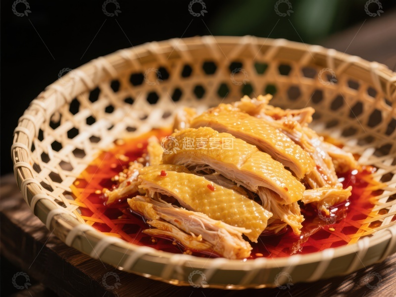 高清大图下载【趣麦麦图】红油浸润的美味鸡肉