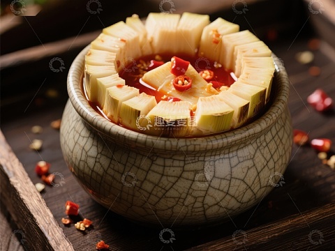辣味腌制竹笋美食