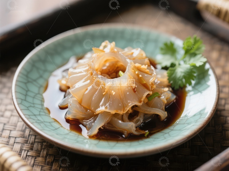 高清大图下载【趣麦麦图】凉拌海蜇配酱油与香菜