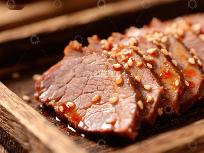 高清大图下载【趣麦麦图】香辣牛肉片，撒满芝麻