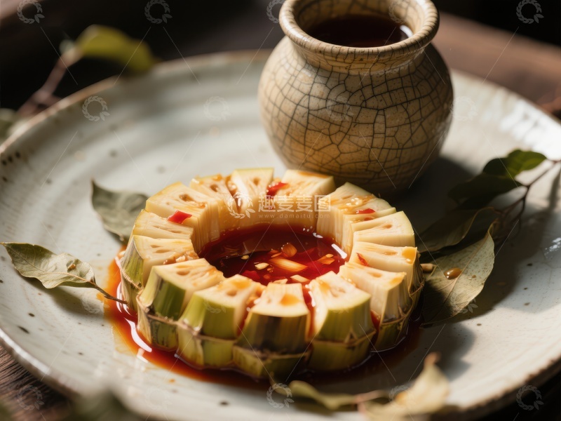 高清大图下载【趣麦麦图】精致竹笋拼盘配酱汁