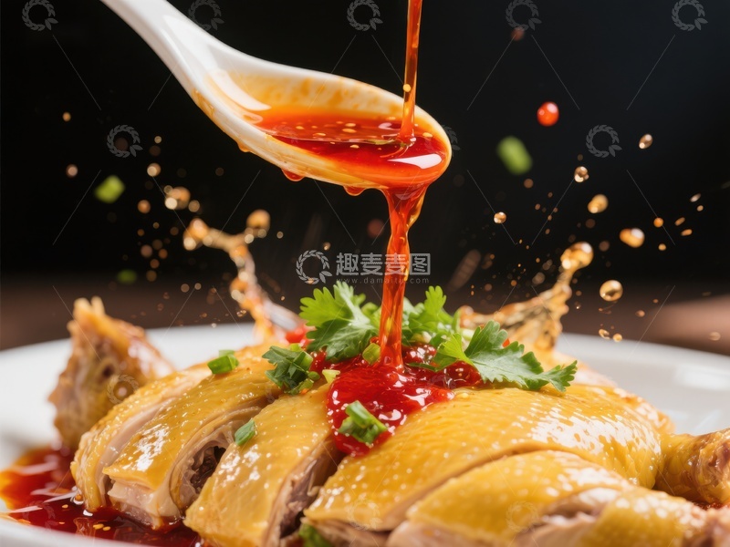 高清大图下载【趣麦麦图】酱汁淋鸡，美味瞬间