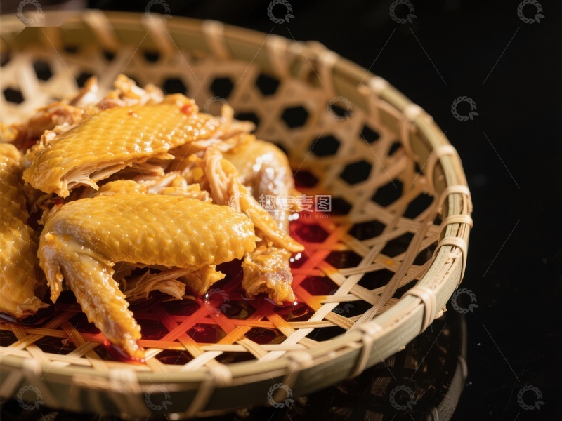 高清大图下载【趣麦麦图】竹篮中的香辣鸡翅