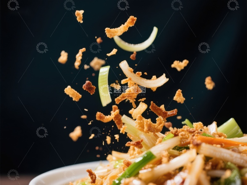 高清大图下载【趣麦麦图】炒面食材空中飞舞瞬间
