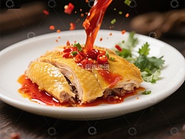 辣椒油浇灌的美味鸡肉