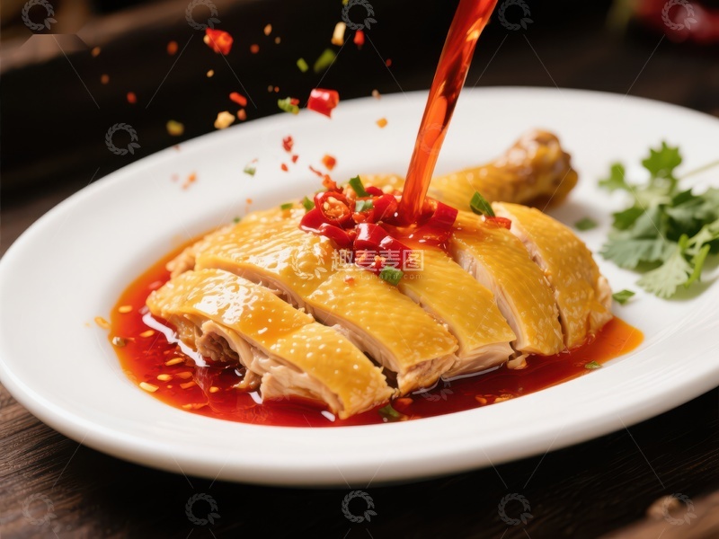 高清大图下载【趣麦麦图】红油淋鸡，美味佳肴